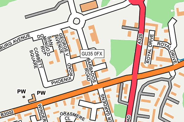GU35 0FX map - OS OpenMap – Local (Ordnance Survey) GU35 0FX map - OS OpenMap – Local (Ordnance Survey)