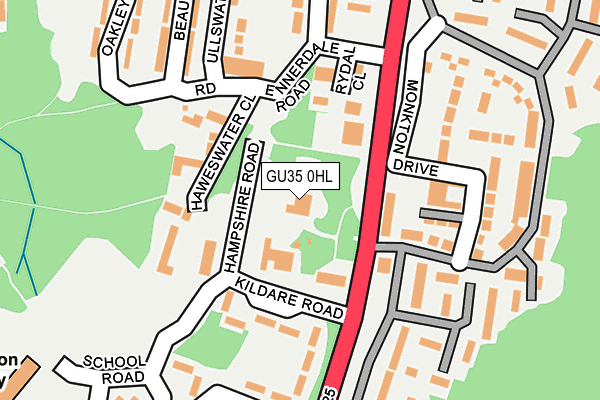 GU35 0HL map - OS OpenMap – Local (Ordnance Survey) GU35 0HL map - OS OpenMap – Local (Ordnance Survey)