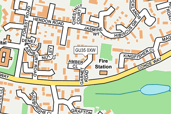 GU35 0XW map - OS OpenMap – Local (Ordnance Survey) GU35 0XW map - OS OpenMap – Local (Ordnance Survey)