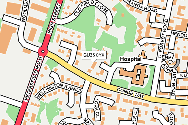 GU35 0YX map - OS OpenMap – Local (Ordnance Survey) GU35 0YX map - OS OpenMap – Local (Ordnance Survey)