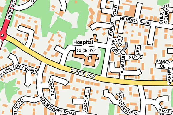 GU35 0YZ map - OS OpenMap – Local (Ordnance Survey) GU35 0YZ map - OS OpenMap – Local (Ordnance Survey)