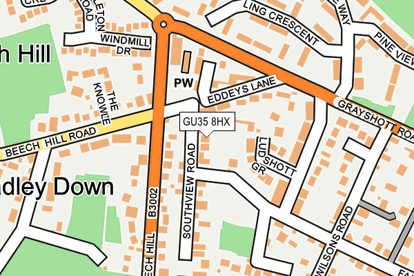 GU35 8HX map - OS OpenMap – Local (Ordnance Survey) GU35 8HX map - OS OpenMap – Local (Ordnance Survey)