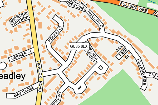 GU35 8LX map - OS OpenMap – Local (Ordnance Survey) GU35 8LX map - OS OpenMap – Local (Ordnance Survey)