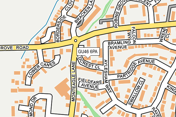 GU46 6PA map - OS OpenMap – Local (Ordnance Survey) GU46 6PA map - OS OpenMap – Local (Ordnance Survey)