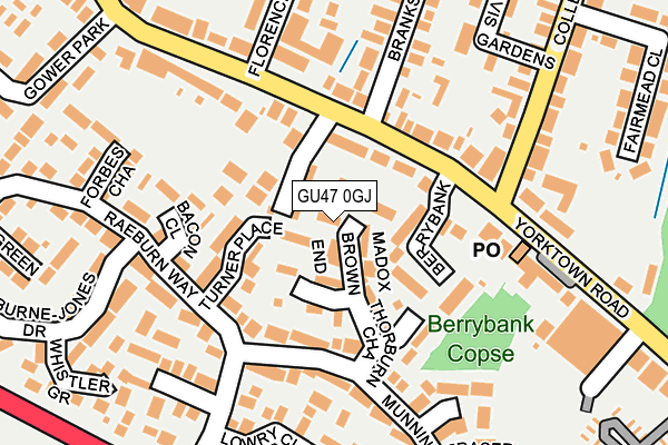 GU47 0GJ map - OS OpenMap – Local (Ordnance Survey) GU47 0GJ map - OS OpenMap – Local (Ordnance Survey)