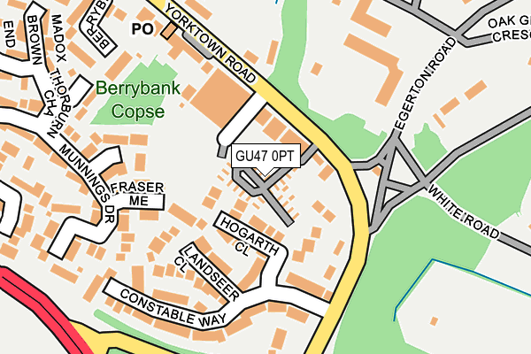 GU47 0PT map - OS OpenMap – Local (Ordnance Survey) GU47 0PT map - OS OpenMap – Local (Ordnance Survey)