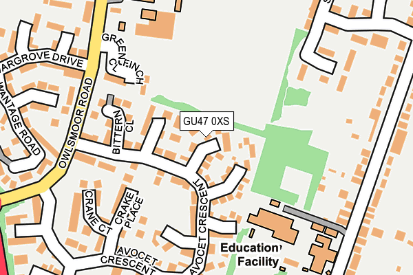 GU47 0XS map - OS OpenMap – Local (Ordnance Survey) GU47 0XS map - OS OpenMap – Local (Ordnance Survey)