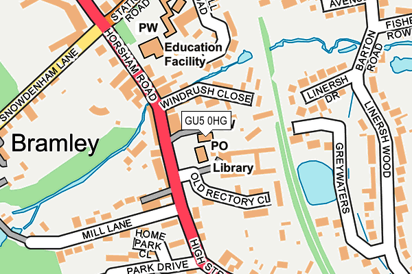 GU5 0HG map - OS OpenMap – Local (Ordnance Survey) GU5 0HG map - OS OpenMap – Local (Ordnance Survey)
