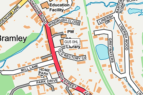 GU5 0HL map - OS OpenMap – Local (Ordnance Survey) GU5 0HL map - OS OpenMap – Local (Ordnance Survey)