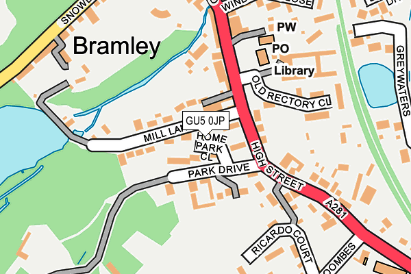 GU5 0JP map - OS OpenMap – Local (Ordnance Survey) GU5 0JP map - OS OpenMap – Local (Ordnance Survey)