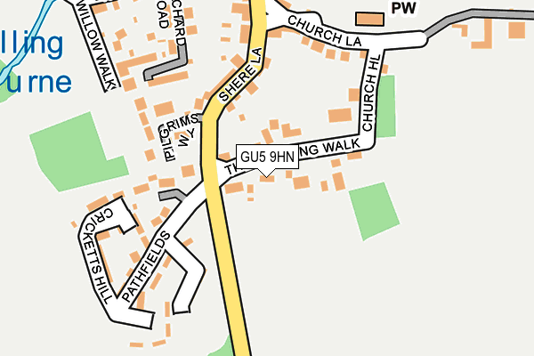 GU5 9HN map - OS OpenMap – Local (Ordnance Survey) GU5 9HN map - OS OpenMap – Local (Ordnance Survey)