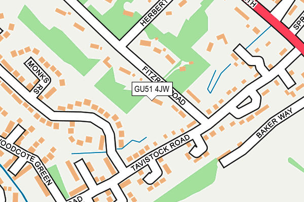 GU51 4JW map - OS OpenMap – Local (Ordnance Survey) GU51 4JW map - OS OpenMap – Local (Ordnance Survey)