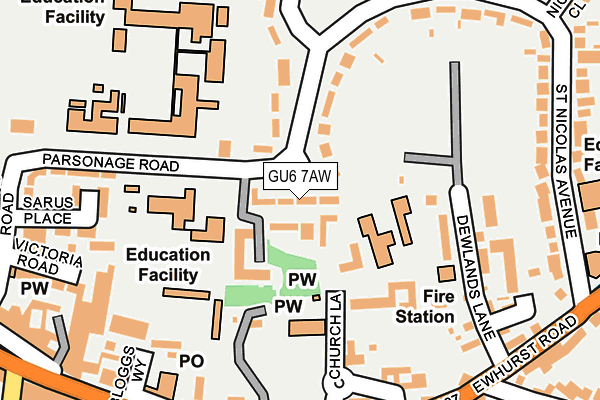 GU6 7AW map - OS OpenMap – Local (Ordnance Survey) GU6 7AW map - OS OpenMap – Local (Ordnance Survey)