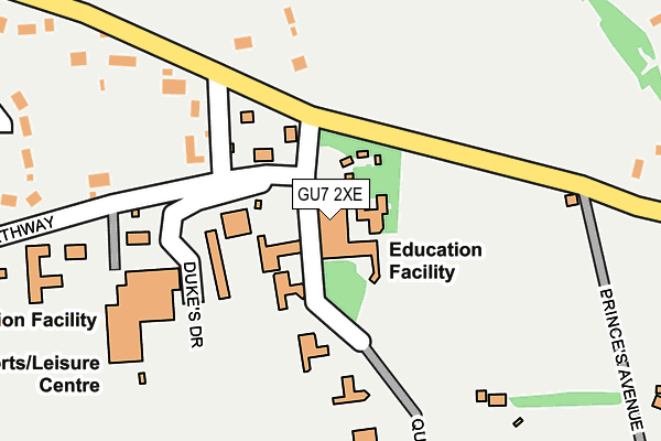 GU7 2XE map - OS OpenMap – Local (Ordnance Survey) GU7 2XE map - OS OpenMap – Local (Ordnance Survey)