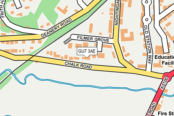 GU7 3AE map - OS OpenMap – Local (Ordnance Survey) GU7 3AE map - OS OpenMap – Local (Ordnance Survey)