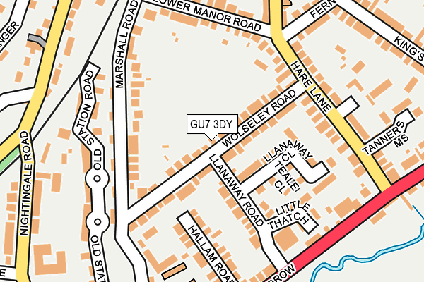 GU7 3DY map - OS OpenMap – Local (Ordnance Survey) GU7 3DY map - OS OpenMap – Local (Ordnance Survey)