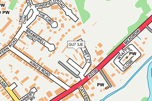 GU7 3JE map - OS OpenMap – Local (Ordnance Survey) GU7 3JE map - OS OpenMap – Local (Ordnance Survey)