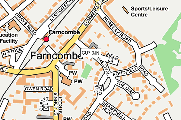 GU7 3JN map - OS OpenMap – Local (Ordnance Survey) GU7 3JN map - OS OpenMap – Local (Ordnance Survey)