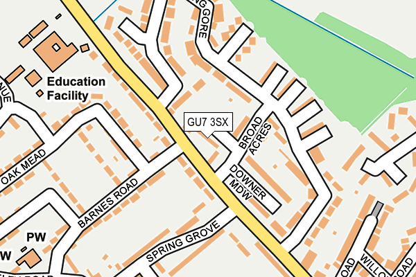 GU7 3SX map - OS OpenMap – Local (Ordnance Survey) GU7 3SX map - OS OpenMap – Local (Ordnance Survey)