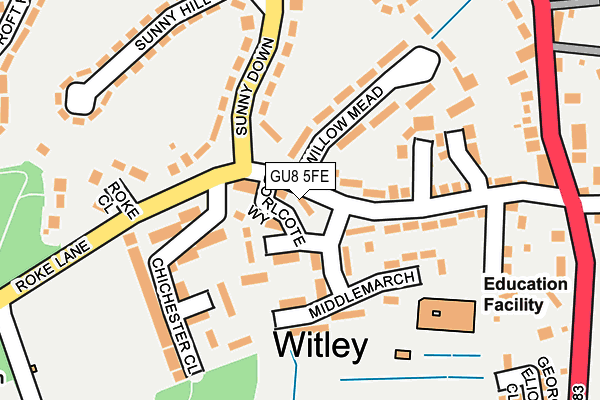 GU8 5FE map - OS OpenMap – Local (Ordnance Survey) GU8 5FE map - OS OpenMap – Local (Ordnance Survey)