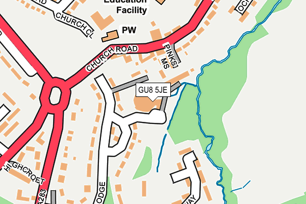 GU8 5JE map - OS OpenMap – Local (Ordnance Survey) GU8 5JE map - OS OpenMap – Local (Ordnance Survey)