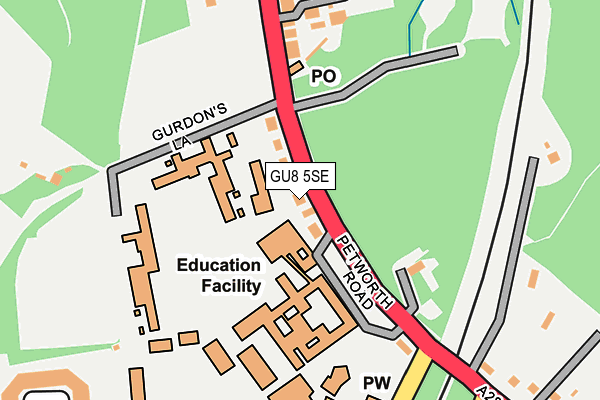 GU8 5SE map - OS OpenMap – Local (Ordnance Survey) GU8 5SE map - OS OpenMap – Local (Ordnance Survey)