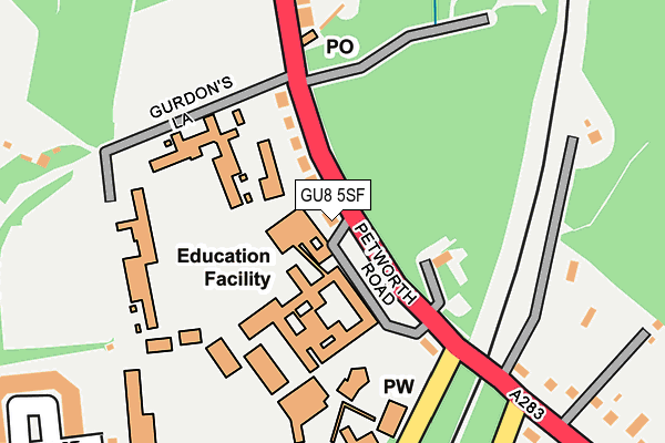 GU8 5SF map - OS OpenMap – Local (Ordnance Survey) GU8 5SF map - OS OpenMap – Local (Ordnance Survey)