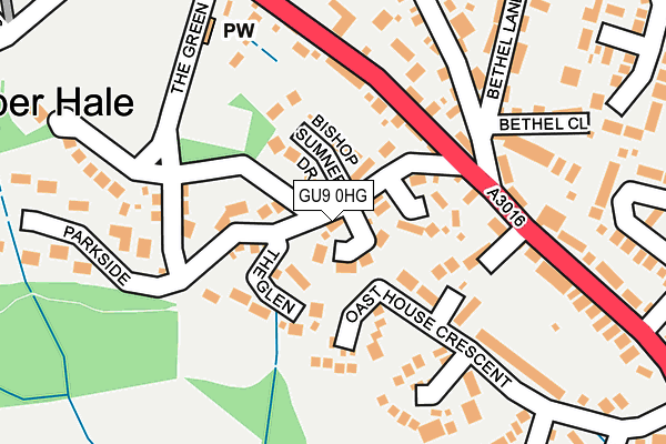 GU9 0HG map - OS OpenMap – Local (Ordnance Survey) GU9 0HG map - OS OpenMap – Local (Ordnance Survey)