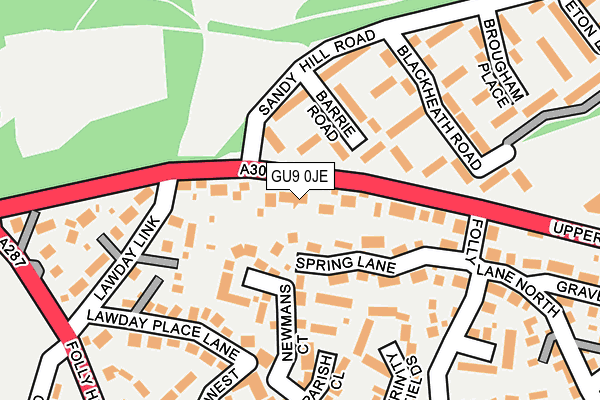 GU9 0JE map - OS OpenMap – Local (Ordnance Survey) GU9 0JE map - OS OpenMap – Local (Ordnance Survey)