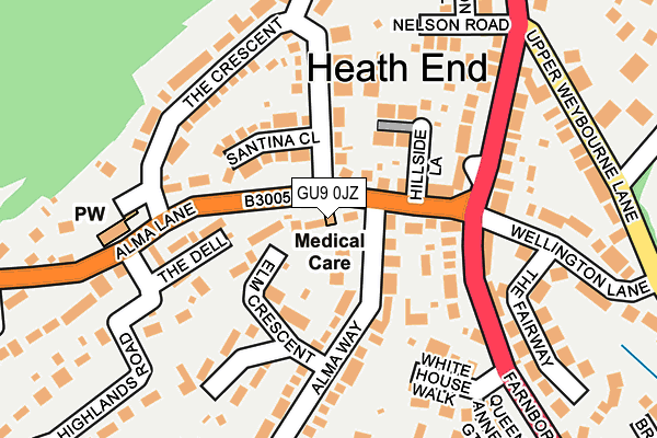 GU9 0JZ map - OS OpenMap – Local (Ordnance Survey) GU9 0JZ map - OS OpenMap – Local (Ordnance Survey)