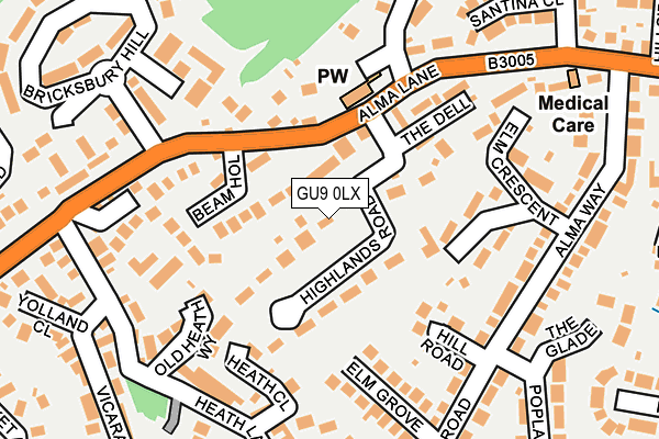 GU9 0LX map - OS OpenMap – Local (Ordnance Survey) GU9 0LX map - OS OpenMap – Local (Ordnance Survey)
