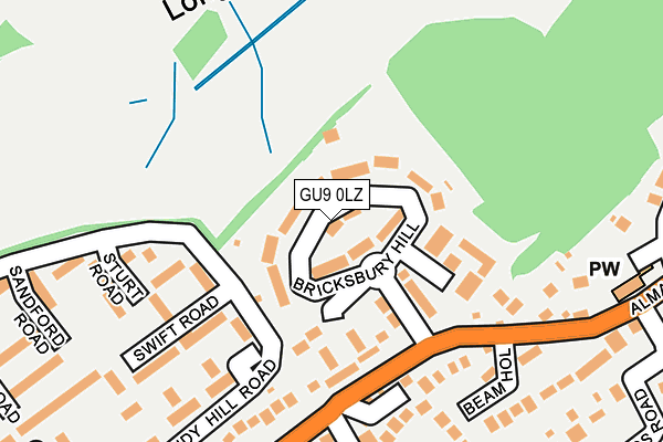 GU9 0LZ map - OS OpenMap – Local (Ordnance Survey) GU9 0LZ map - OS OpenMap – Local (Ordnance Survey)
