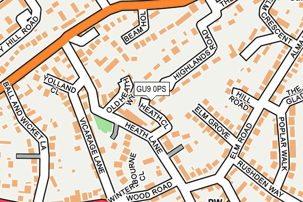 GU9 0PS map - OS OpenMap – Local (Ordnance Survey) GU9 0PS map - OS OpenMap – Local (Ordnance Survey)