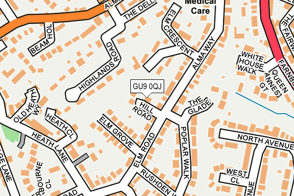 GU9 0QJ map - OS OpenMap – Local (Ordnance Survey) GU9 0QJ map - OS OpenMap – Local (Ordnance Survey)