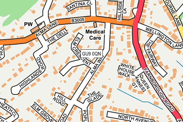 GU9 0QN map - OS OpenMap – Local (Ordnance Survey) GU9 0QN map - OS OpenMap – Local (Ordnance Survey)