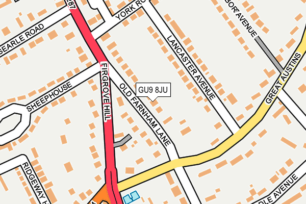 GU9 8JU map - OS OpenMap – Local (Ordnance Survey) GU9 8JU map - OS OpenMap – Local (Ordnance Survey)