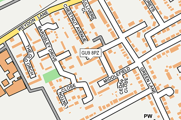 GU9 8PZ map - OS OpenMap – Local (Ordnance Survey) GU9 8PZ map - OS OpenMap – Local (Ordnance Survey)