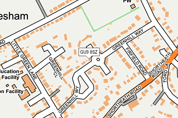 GU9 8SZ map - OS OpenMap – Local (Ordnance Survey) GU9 8SZ map - OS OpenMap – Local (Ordnance Survey)