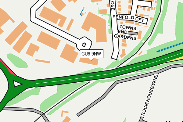 GU9 9NW map - OS OpenMap – Local (Ordnance Survey) GU9 9NW map - OS OpenMap – Local (Ordnance Survey)