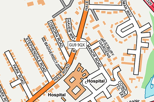 GU9 9QX map - OS OpenMap – Local (Ordnance Survey) GU9 9QX map - OS OpenMap – Local (Ordnance Survey)