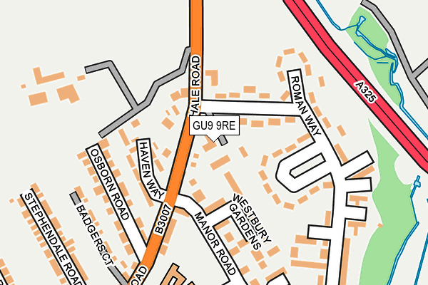 GU9 9RE map - OS OpenMap – Local (Ordnance Survey) GU9 9RE map - OS OpenMap – Local (Ordnance Survey)