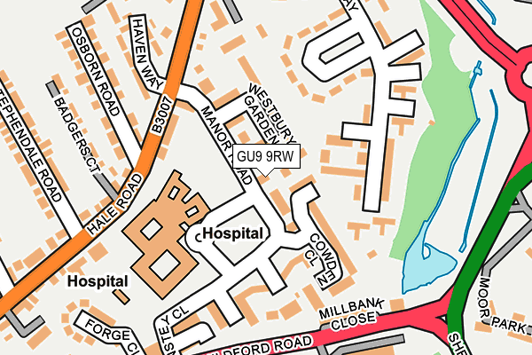 GU9 9RW map - OS OpenMap – Local (Ordnance Survey) GU9 9RW map - OS OpenMap – Local (Ordnance Survey)