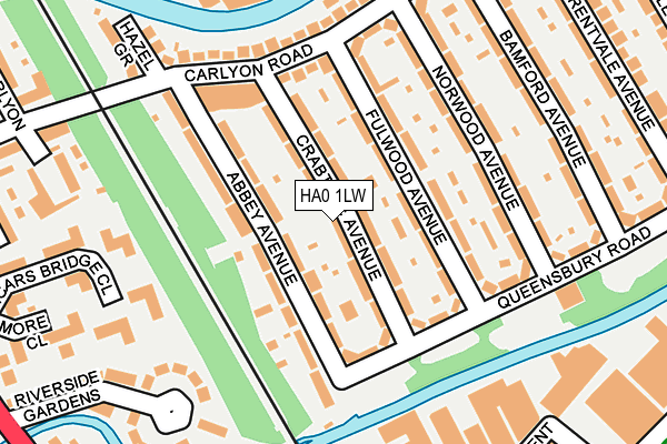 HA0 1LW map - OS OpenMap – Local (Ordnance Survey) HA0 1LW map - OS OpenMap – Local (Ordnance Survey)