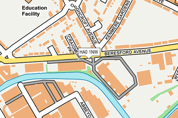 HA0 1NW map - OS OpenMap – Local (Ordnance Survey) HA0 1NW map - OS OpenMap – Local (Ordnance Survey)