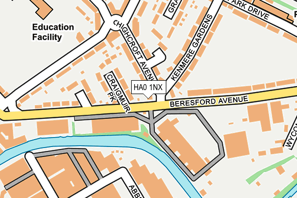 HA0 1NX map - OS OpenMap – Local (Ordnance Survey) HA0 1NX map - OS OpenMap – Local (Ordnance Survey)