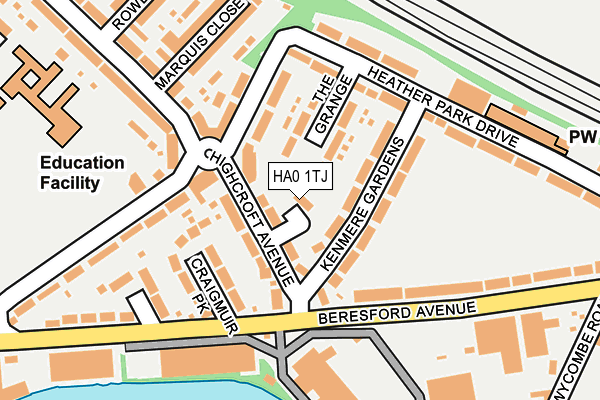 HA0 1TJ map - OS OpenMap – Local (Ordnance Survey)