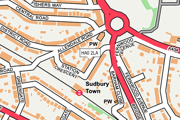 HA0 2LA map - OS OpenMap – Local (Ordnance Survey)