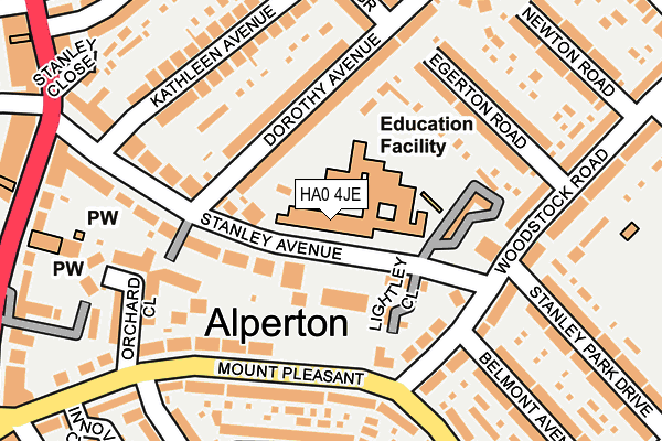 HA0 4JE map - OS OpenMap – Local (Ordnance Survey) HA0 4JE map - OS OpenMap – Local (Ordnance Survey)