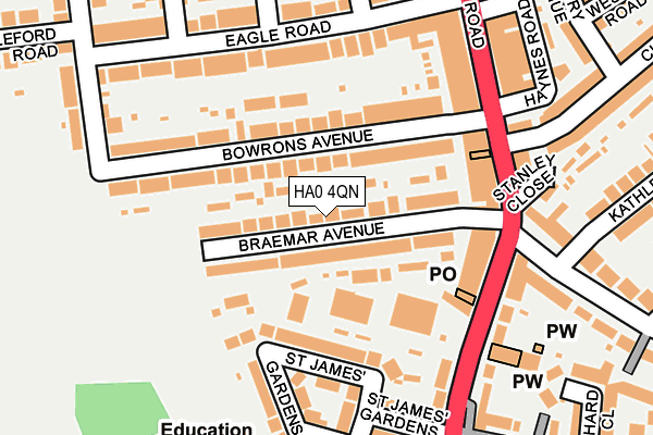 HA0 4QN map - OS OpenMap – Local (Ordnance Survey) HA0 4QN map - OS OpenMap – Local (Ordnance Survey)