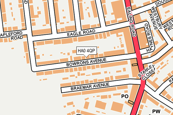 HA0 4QP map - OS OpenMap – Local (Ordnance Survey) HA0 4QP map - OS OpenMap – Local (Ordnance Survey)